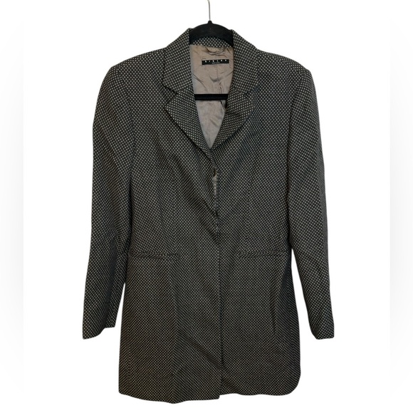Sisley Gray and Cream Polka Dot Wool Longline Blazer - Picture 1 of 9